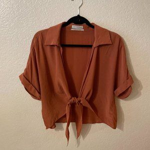 Urban Outfitters Tie Front Terracotta Top - Size Large